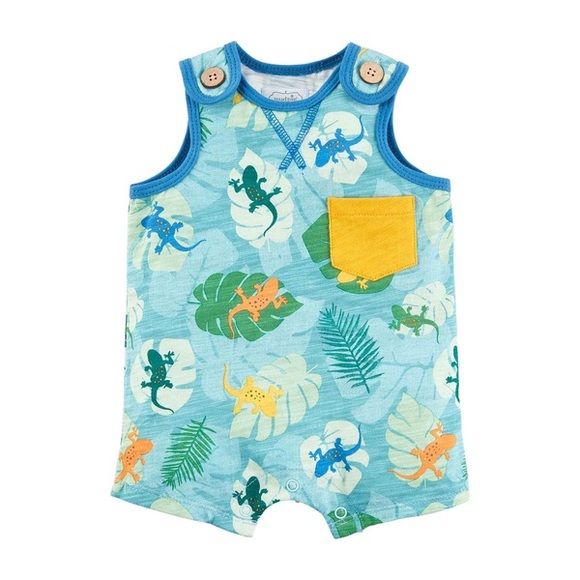 New! Mud Pie Lizard Print Baby Boy Romper 3-6 Months - Picture 2 of 9